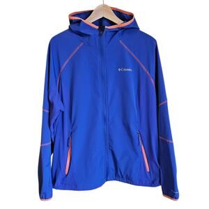 Columbia Women’s Windbreaker Jacket Omni-Shield Hooded Blue Coral Plus Size 1X